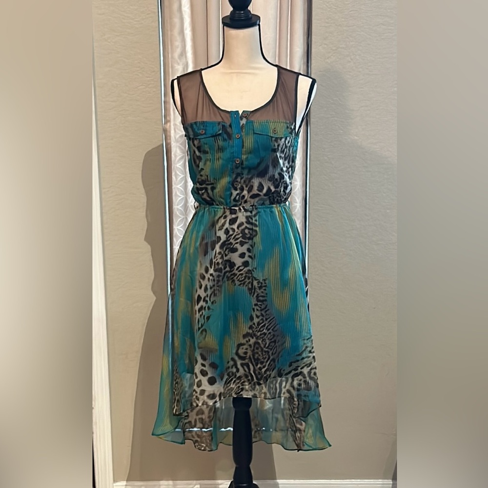 Eunishop Leopard Blue Green dress - Picture 1 of 10